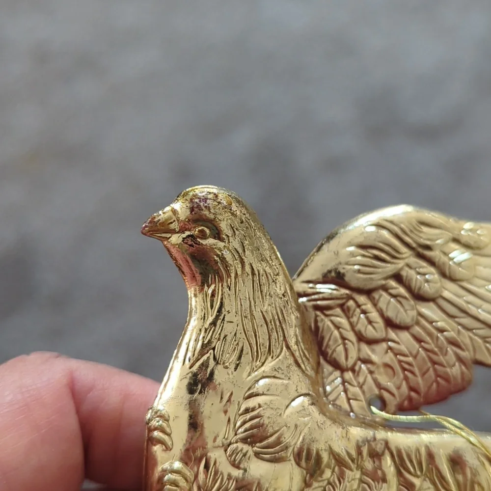 Vintage 80's Goldtone Turtledoves and Snowflake Ornaments